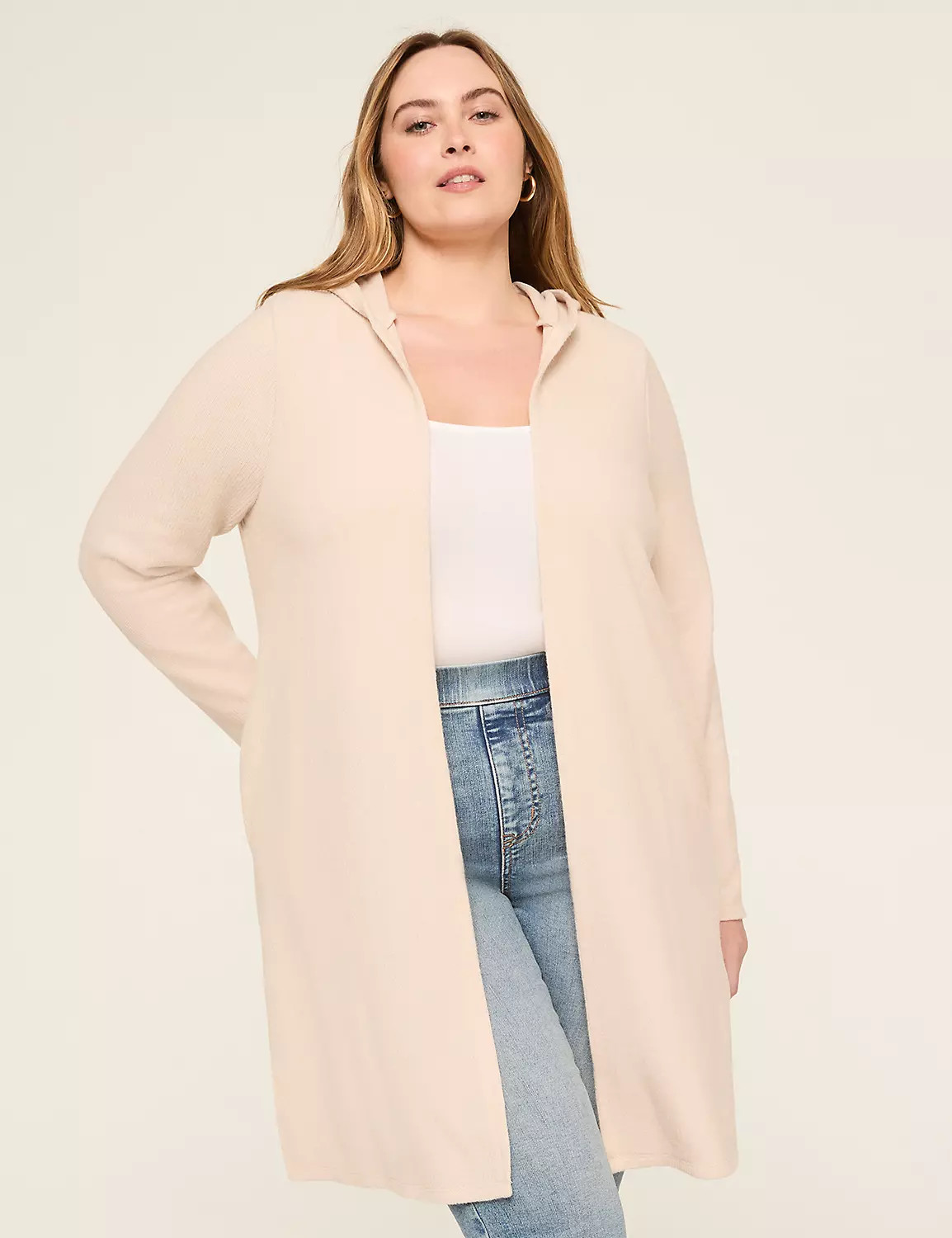 Rib Open-Front Hoodie Overpiece | Lane Bryant (US)