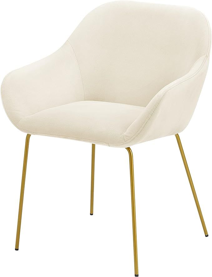 Ball & Cast Upholstered Dining Modern Accent Chair with Low Armrest Golden Metal Leg Set of 1, Me... | Amazon (US)
