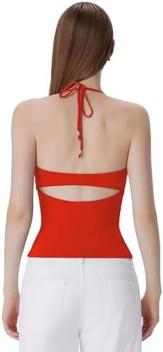 SUUKSESS Halter Tops for Women Tank Tops with Built in Bras Double Lined Open Back Y2K Going Out ... | Amazon (US)