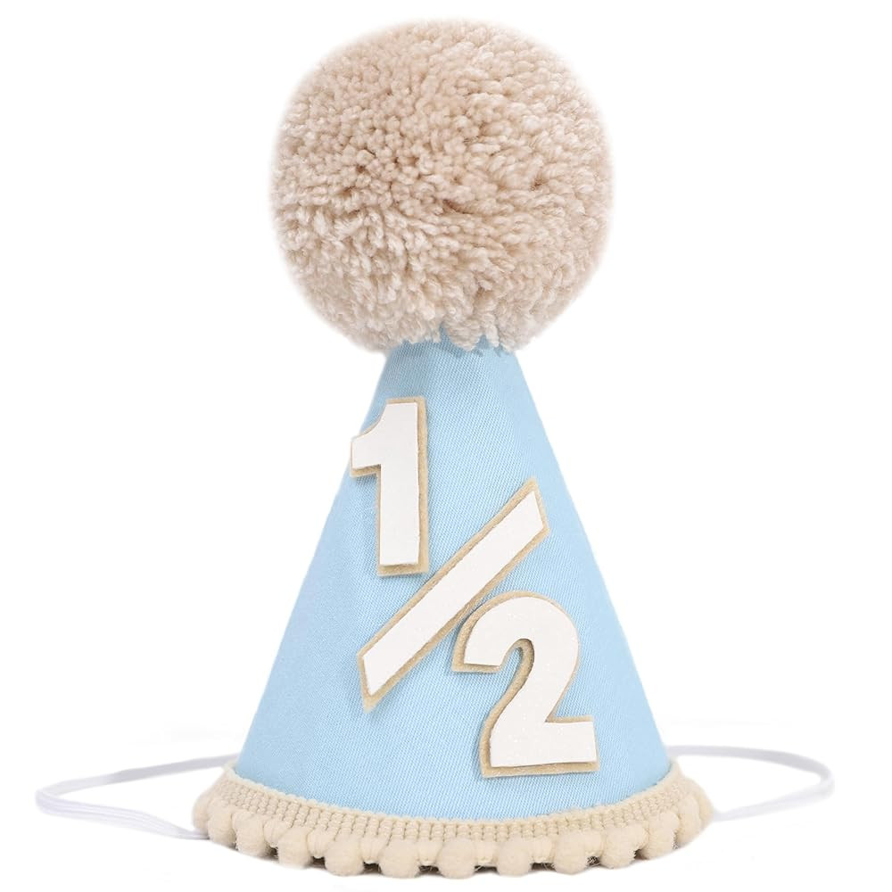 Blue 1/2 Birthday Hat - Rustic Six Months Birthday Decorations,Half Way To One Party Hat Photo Pr... | Amazon (US)
