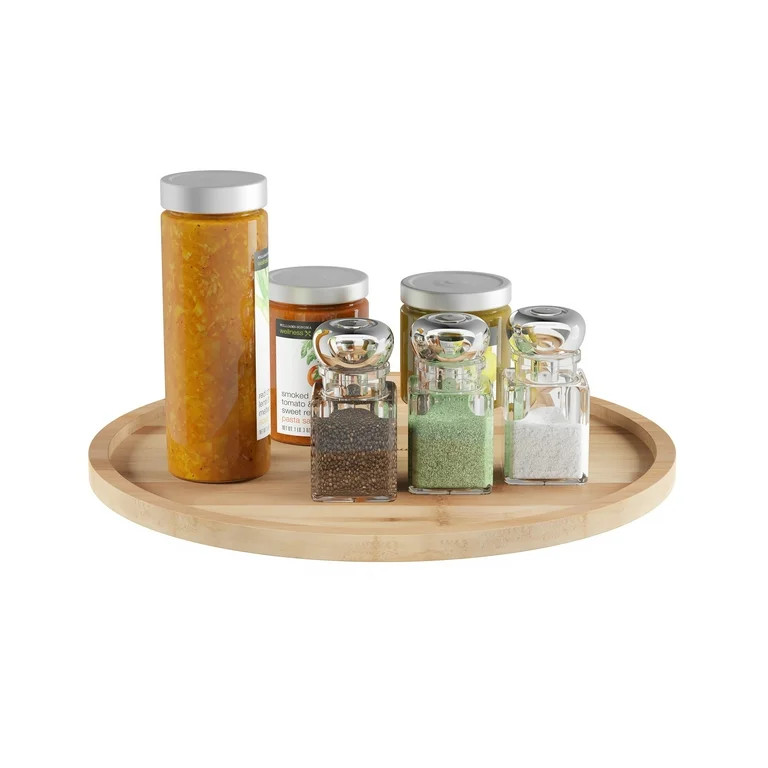Lazy Susan – All-Natural Bamboo Round Single Tier Turntable Kitchen, Pantry and Vanity Organize... | Walmart (US)