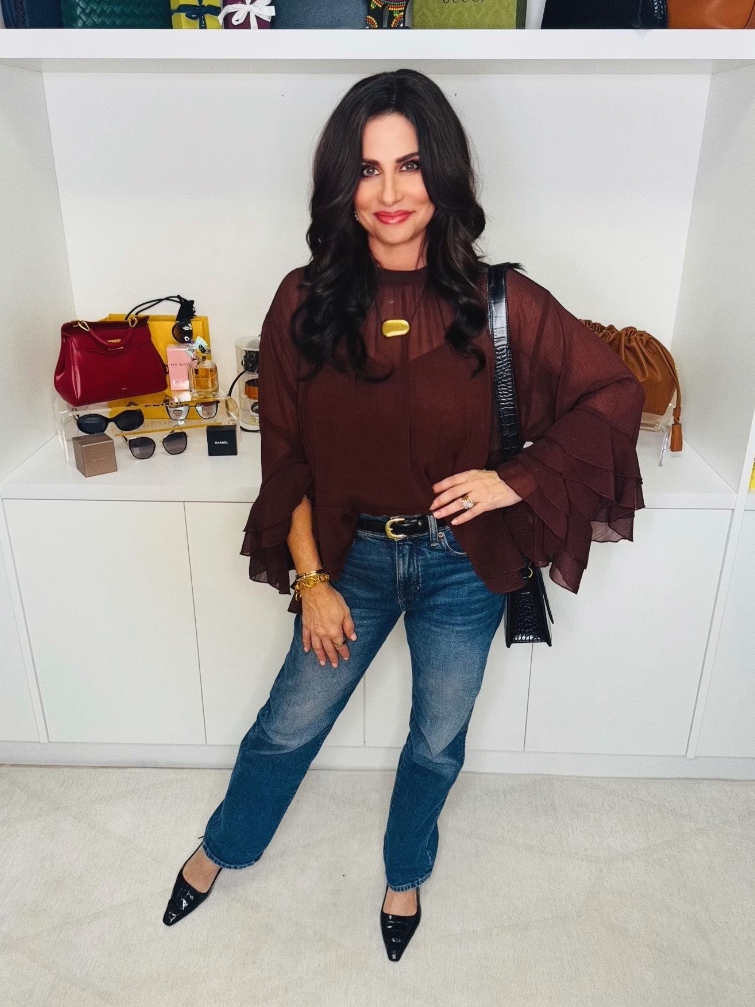 My date night look. Boho style chiffon top. Sm , jeans 25 #datenightinspo #bohostyle 

#LTKOver40 #LTKootd #LTKSeasonal