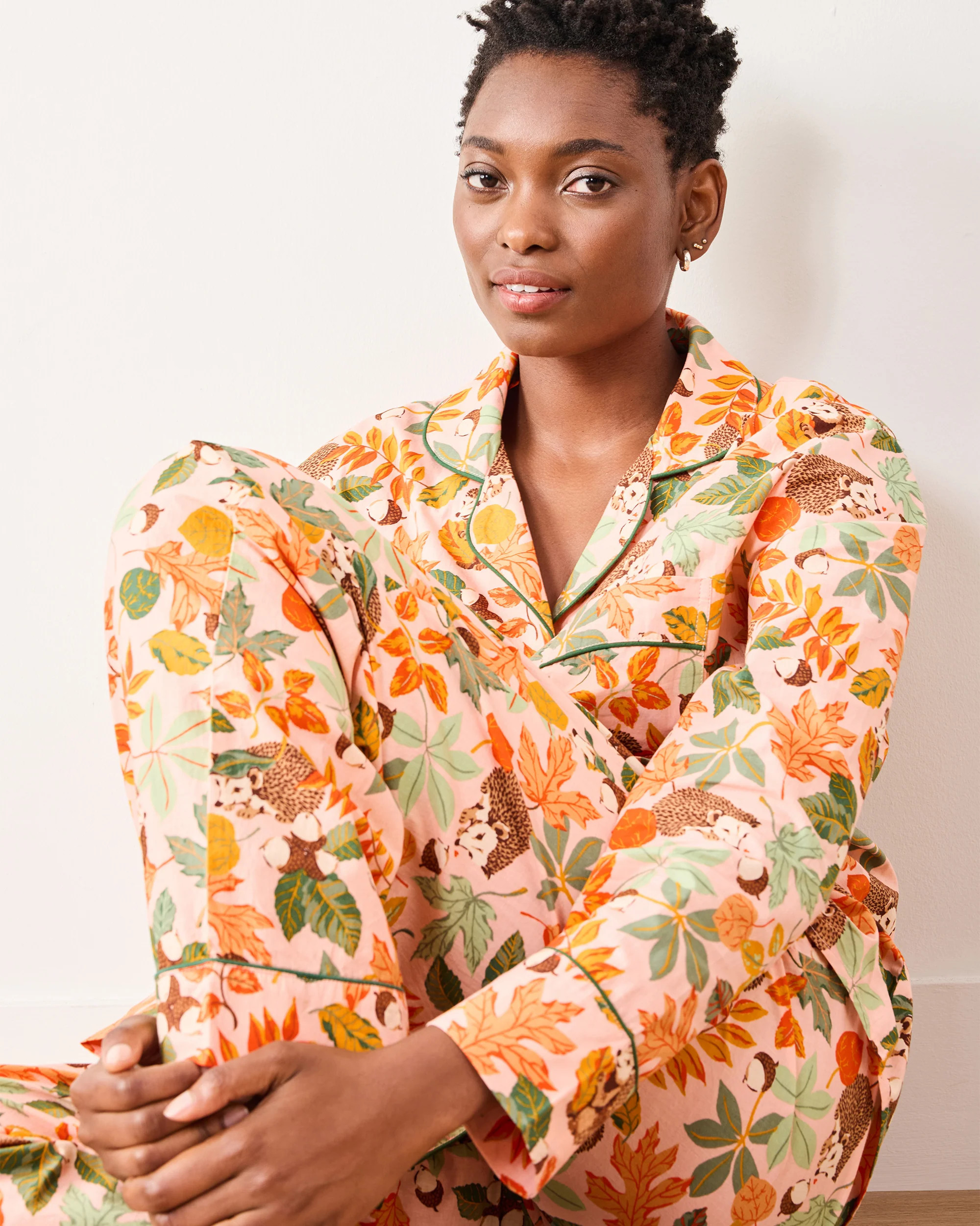 Hedgehog Forest - Long PJ Set - Peach Leaf - Printfresh | Printfresh