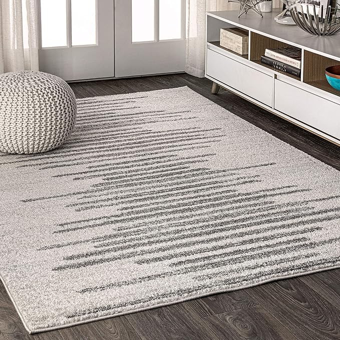 JONATHAN Y Aya Berber Stripe Geometric Cream/Gray Indoor Area Rug, 8x10, Contemporary, Modern, Ea... | Amazon (US)