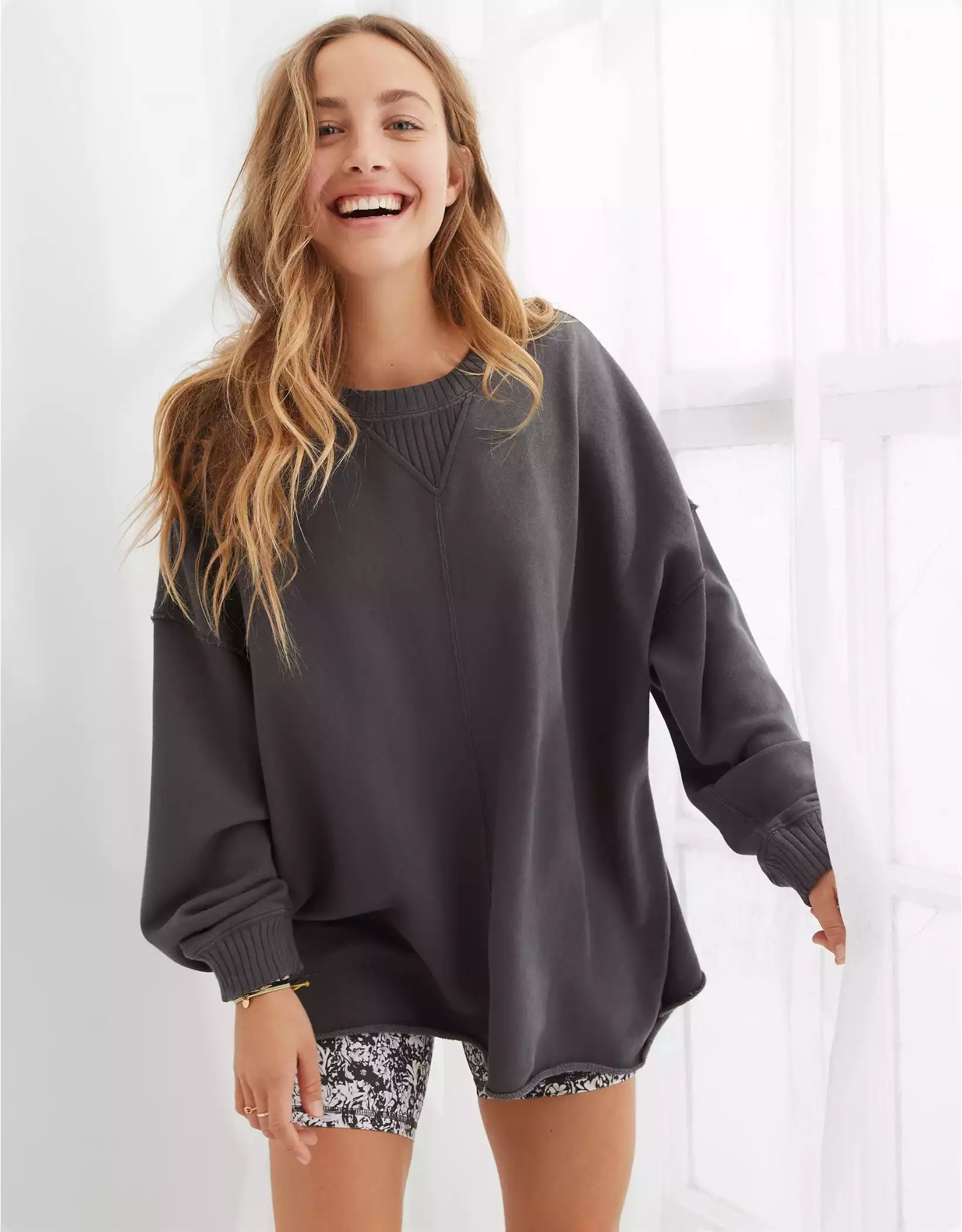 Aerie Down-To-Earth Oversized Sweatshirt | American Eagle Outfitters (US & CA)