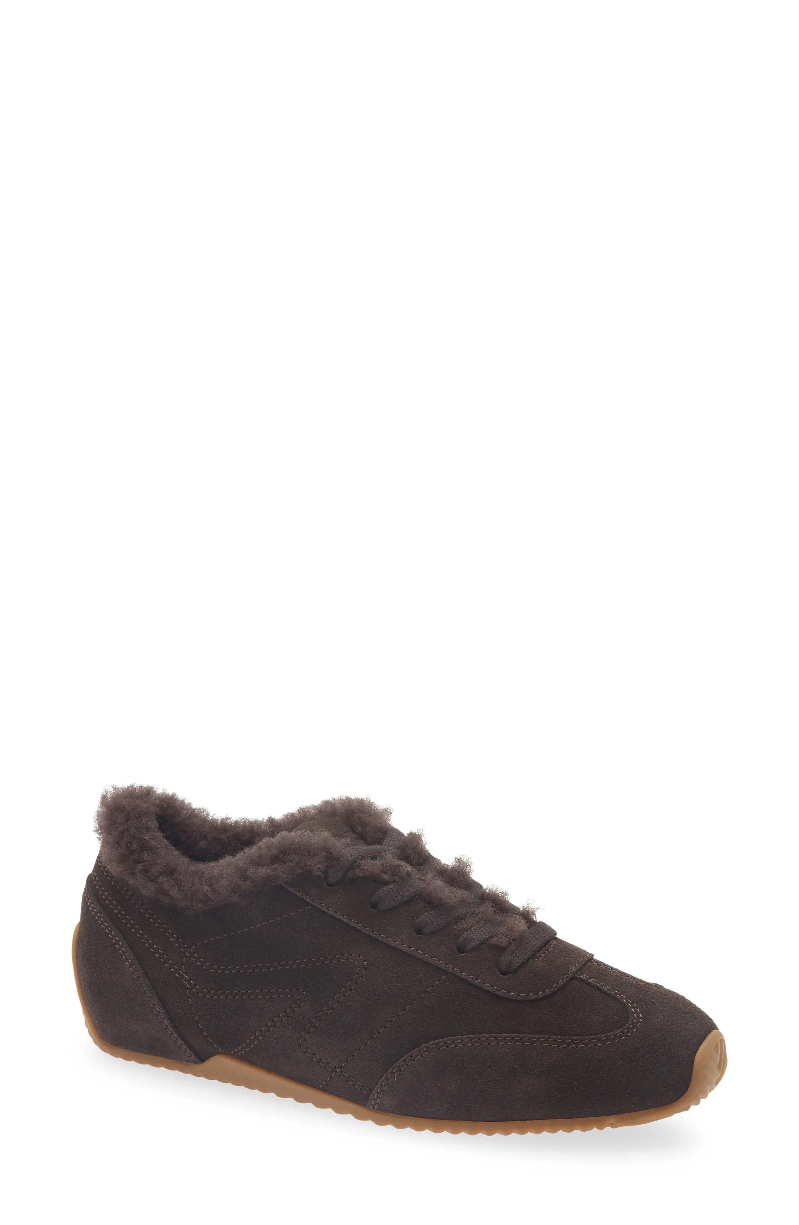 rag & bone Retro Runner Slim Ultra Genuine Shearling Sneaker in Dark Chocolate Shearling at Nordstrom, Size 39 | Nordstrom