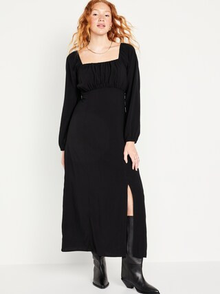 Waist-Defined Square-Neck Maxi Dress for Women | Old Navy (US)