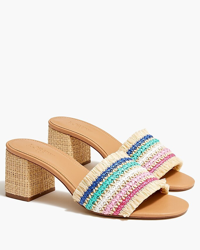 Faux-raffia heeled sandals | J.Crew Factory