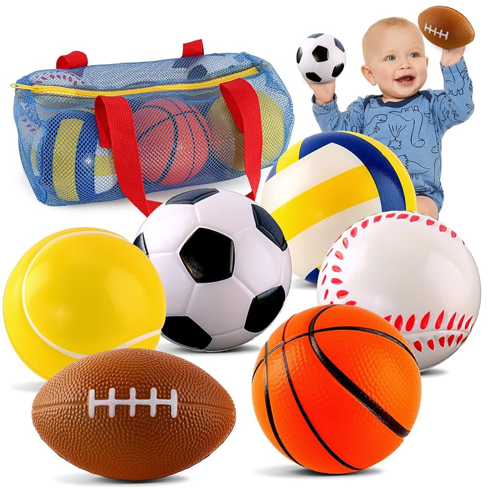 Balls Toys Gift for Toddlers 3 4 5 Years Old,6 Small Sports Foam Balls for Baby with Soccer Ball,... | Amazon (US)
