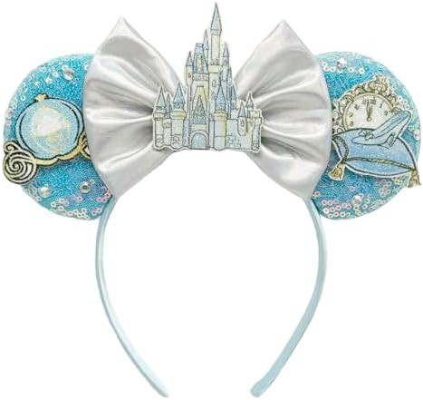 Mouse Ears Headband With Shiny Sequins Diamond Decoration, for Cinderella Costume Cosplay Glitter... | Amazon (US)