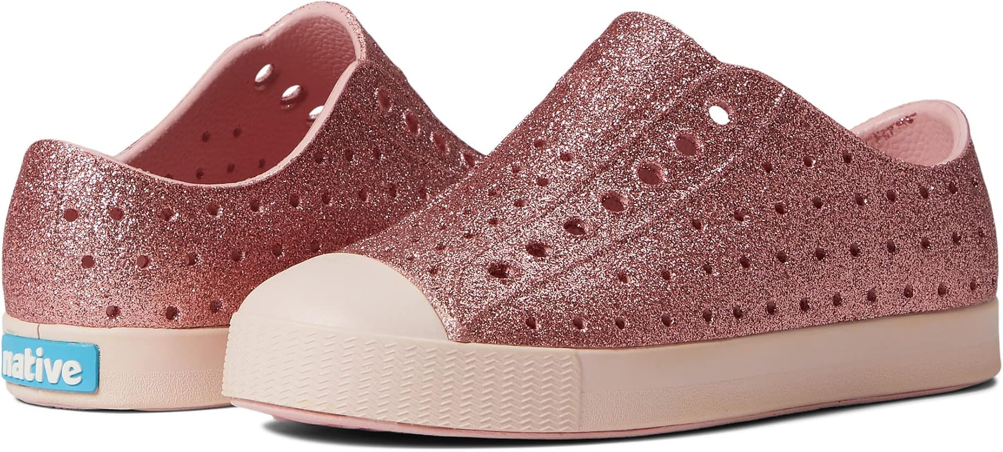 Native Shoes Girl's Jefferson Bling Glitter (Little Kid) Rose Pink Bling/Dust Pink 12 Little Kid ... | Amazon (US)