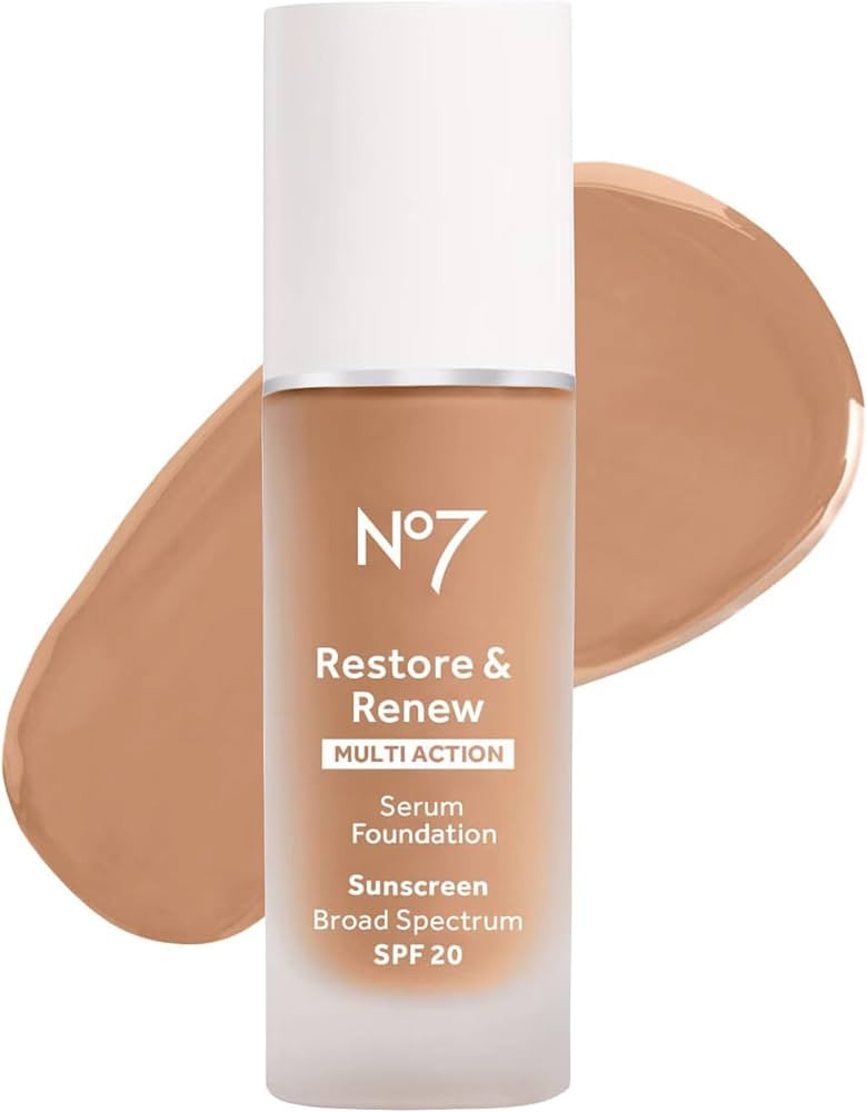 No7 Restore & Renew Multi Action Serum Foundation - Honey - Liquid Foundation Makeup with Vitamin C, Vitamin E & Collagen for Face - Beauty Skin Serum Formula with Medium Coverage (30ml) | Amazon (US)