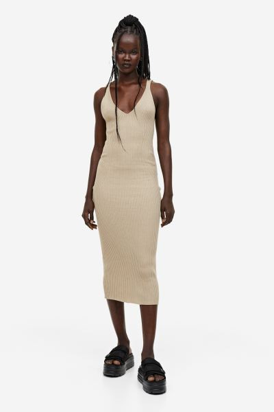 Rib-knit Bodycon Dress - Black/white striped - Ladies | H&M US | H&M (US + CA)