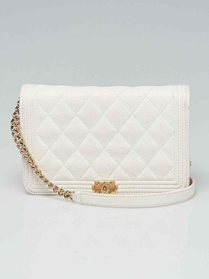 Chanel White Quilted Leather Boy WOC Clutch Bag | eBay US
