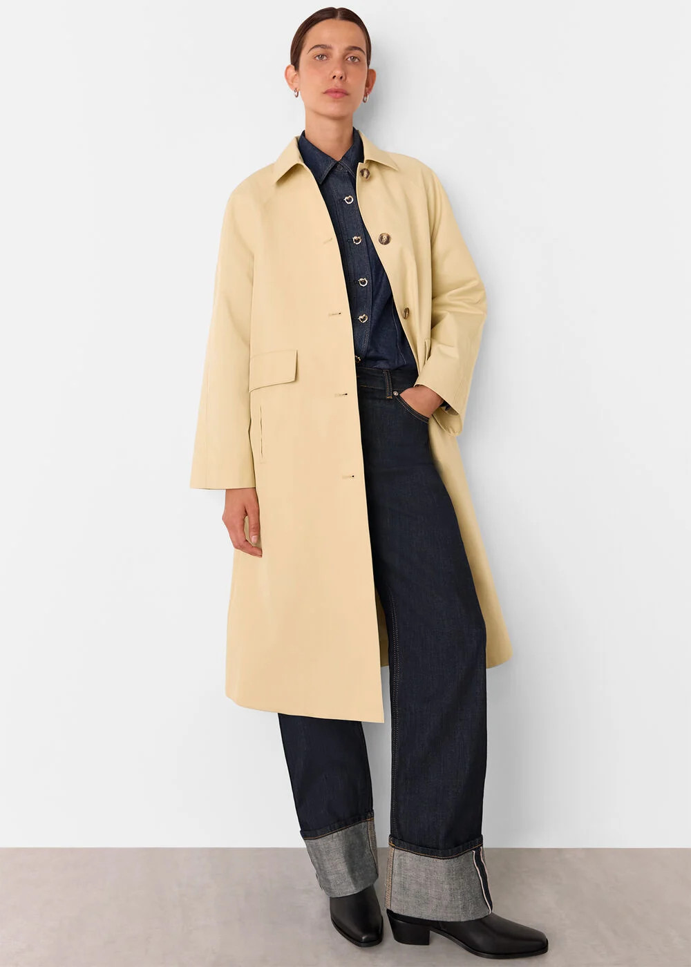 Neutral Car Coat With Pocket Detail | WHISTLES | Whistles UK | | Whistles