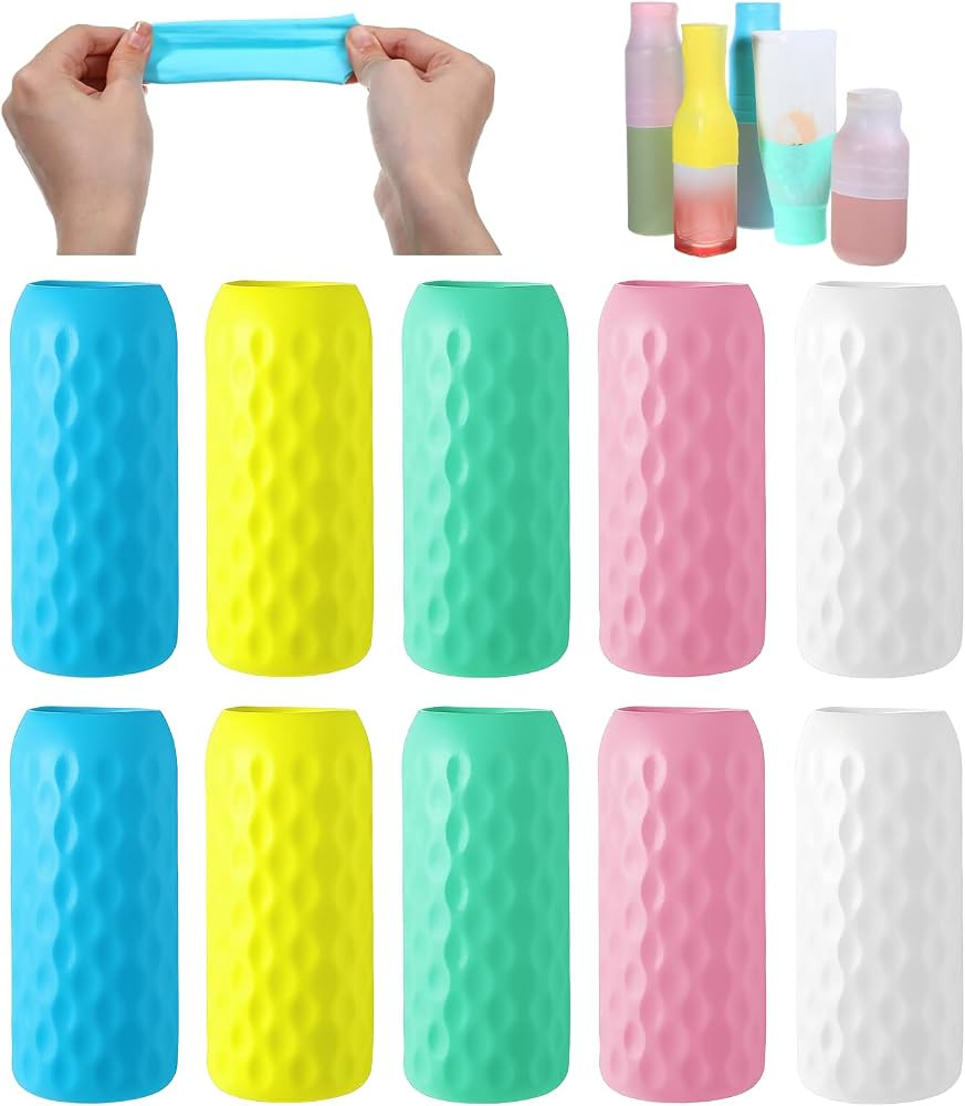 10 St\u00fcck Auslaufsichere H\u00fcllen f\u00fcr Reisebeh\u00e4lter, Reise Silikon Flaschenh\u00... | Amazon (DE)