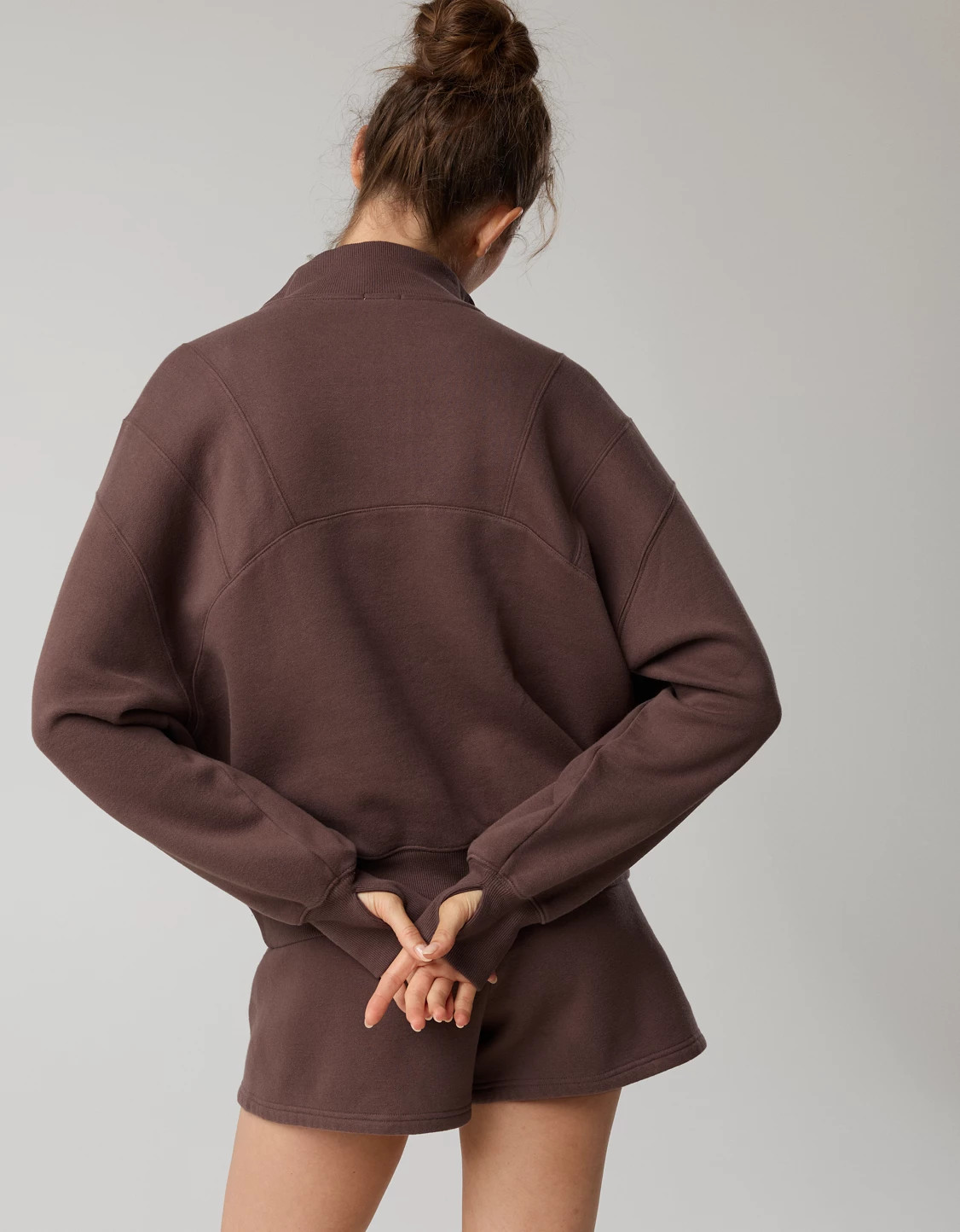 OFFLINE By Aerie Cloud Fleece Seamed Quarter Zip Sweatshirt | Aerie