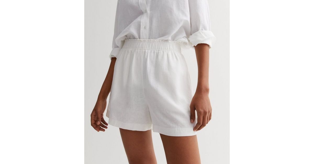 White Linen Blend High Waist Shorts
						
						Add to Saved Items
						Remove from Saved Items | New Look (UK)