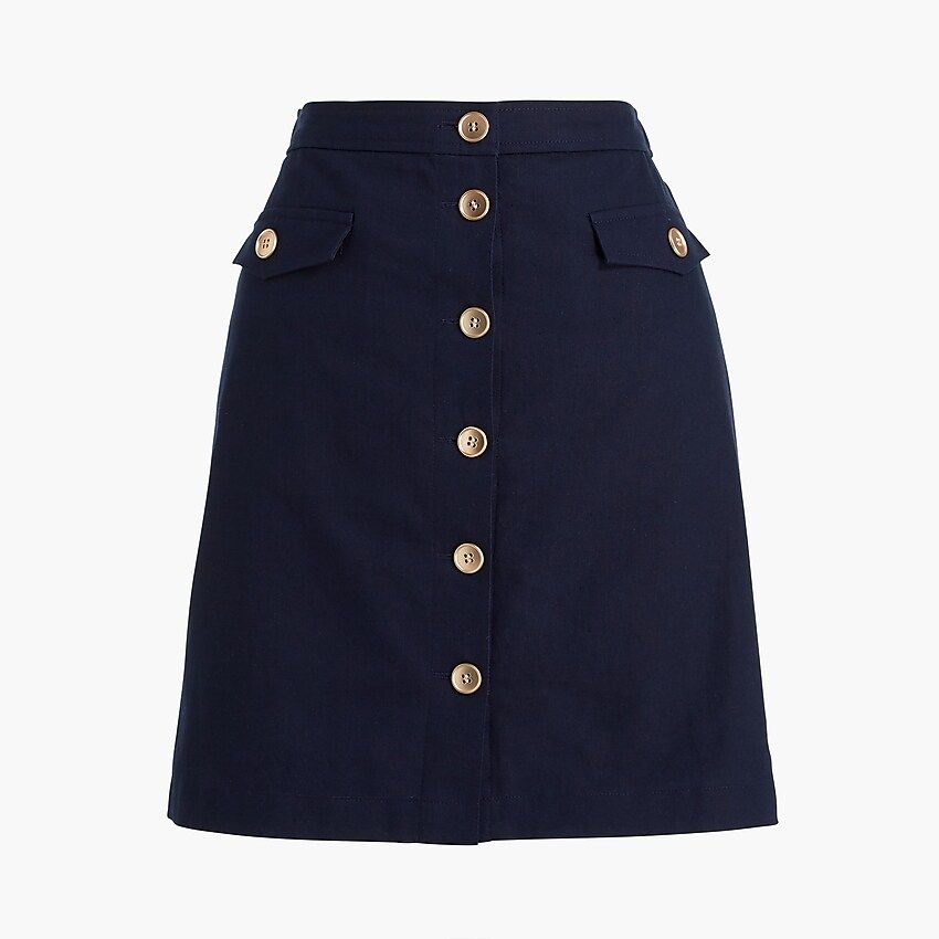 Linen-blend button-through A-line skirt | J.Crew Factory