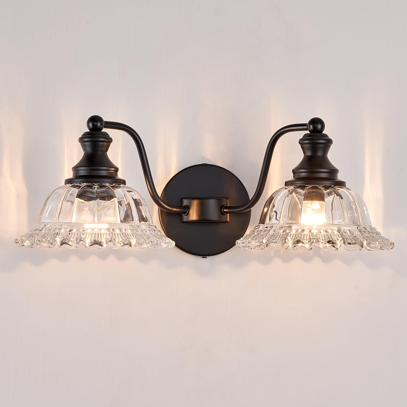 Farmhouse Bathroom Light Fixtures Black Vanity Lights for Bathroom 2 Light Vanity Light Fixtures | Amazon (US)