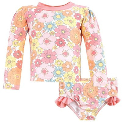 Hudson Baby Girls Swim Rashguard Set, Peace Love Flowers, 18-24 Months | Target