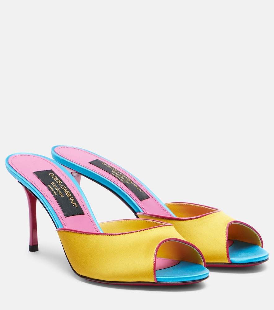 Dolce&Gabbana Keira leather-trimmed satin mules | Mytheresa (US/CA)
