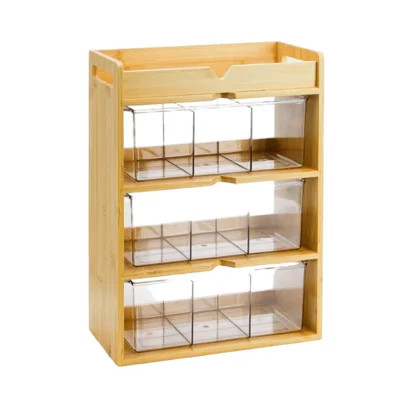 4 Tier Bamboo Tea Bag Organizer, Vertical Wooden Tea Storage Box with Acrylic Drawer, Tea Storage Holder and Tea Station for Countertop Kitchen Office | Wayfair North America