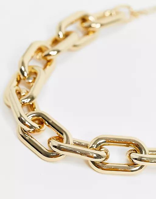 Pieces chunky chain link necklace in gold | ASOS (Global)