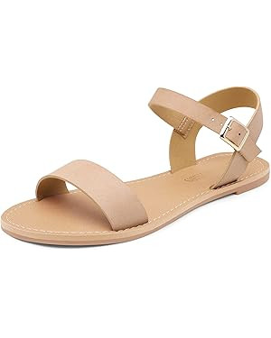 DREAM PAIRS Women's Cute Open Toes One Band Ankle Strap Flexible Summer Flat Sandals | Amazon (US)