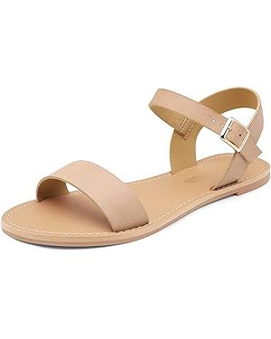 DREAM PAIRS Women's Cute Open Toes One Band Ankle Strap Flexible Summer Flat Sandals | Amazon (US)