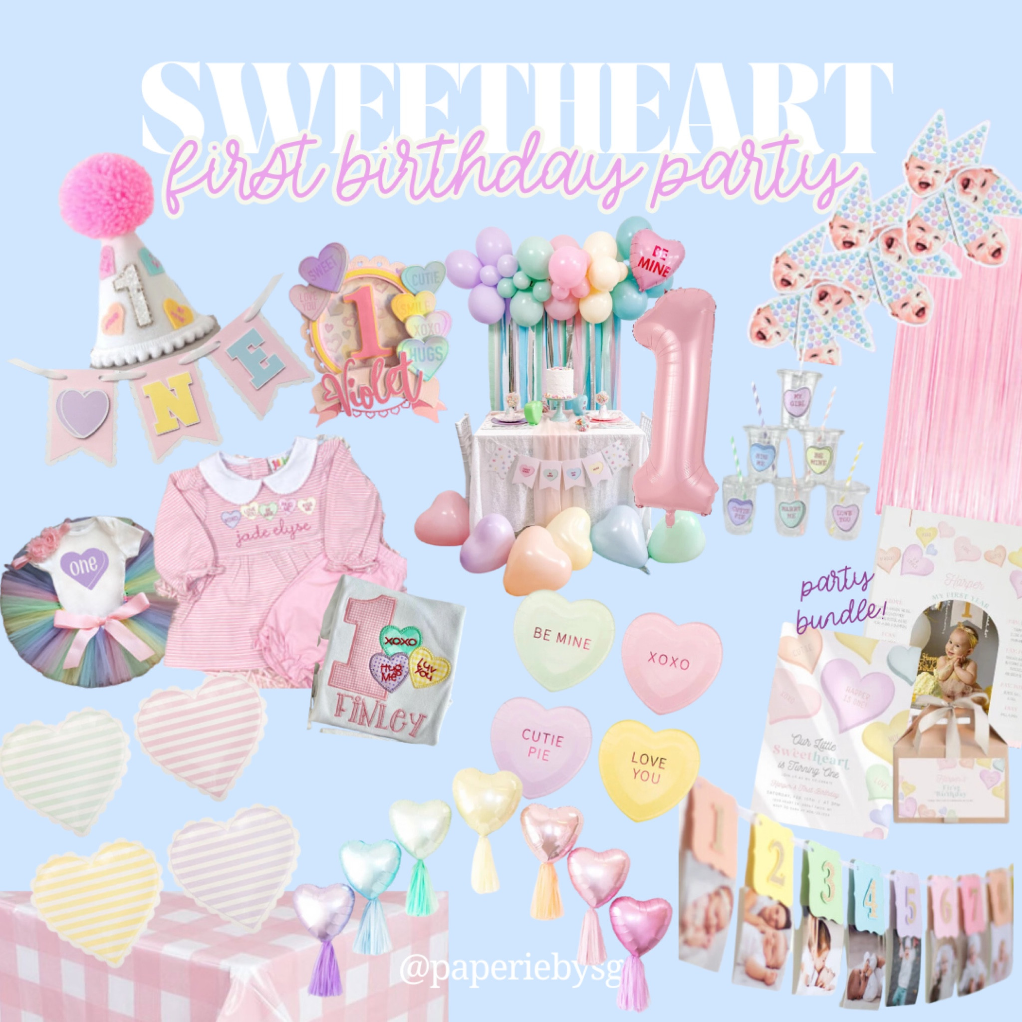 Girls 1st Birthday Party Theme: Sweetheart Turning One - First Birthday - Pastels - Winter - February - Party Supplies - Party Decor - Decorations - Valentines Decor 

#LTKHome #LTKSeasonal #LTKParties