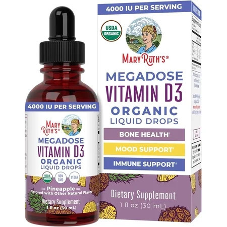 MaryRuth Organics Vitamin D3 Liquid Drops Organic Vegan 100 mcg for Immunity Bone and Muscle Support 1 Count 1 fl oz | Walmart (US)