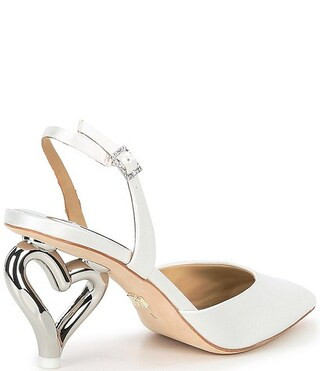 Badgley Mischka Lucille Satin Heart Heel Slingback Dress Pumps | Dillard's | Dillard's