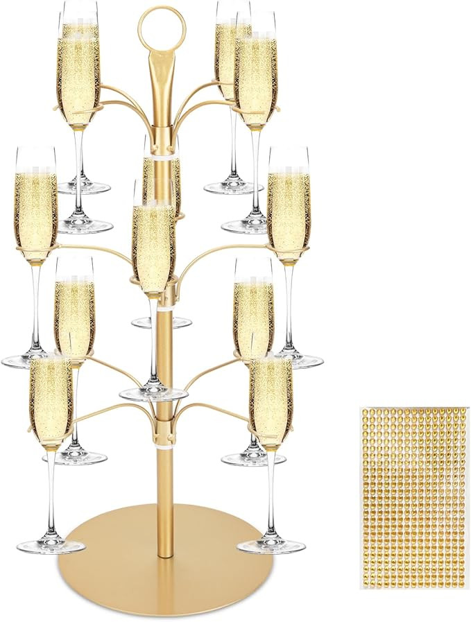 Cocktail Tree Stand for Party, Metal Drink Tower with 3 Tier 12 Holders, Bar Drinks Tree Display ... | Amazon (US)