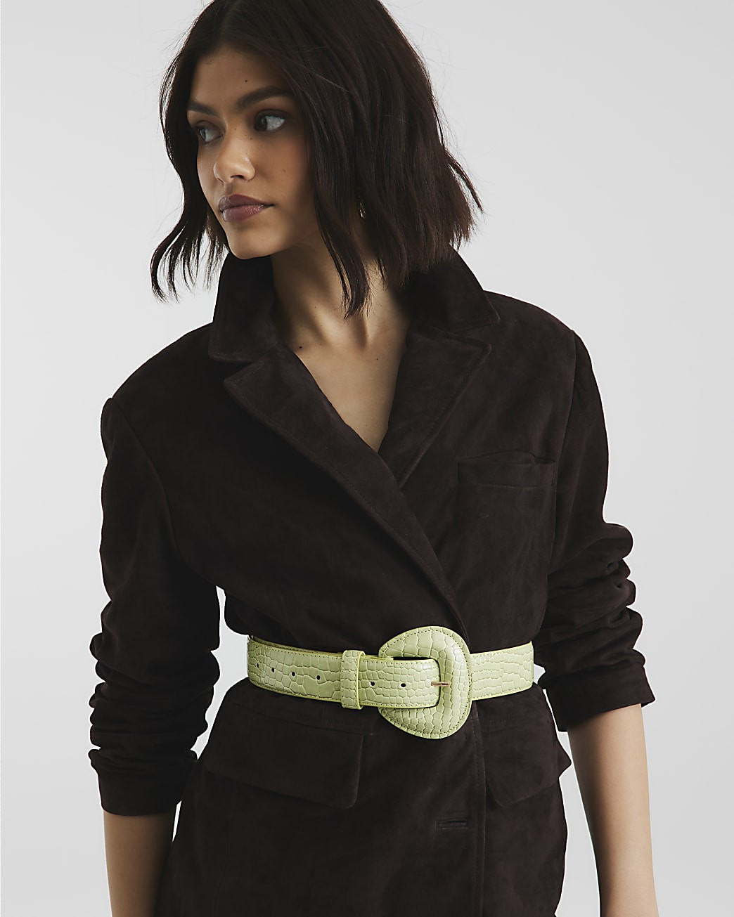 Green Large Buckle Croc Belt | River Island UK & IE