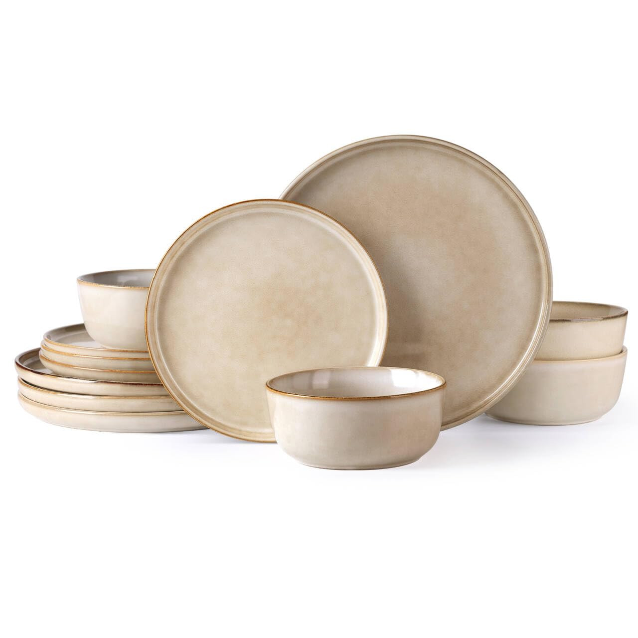 AmorArc Stoneware Dinnerware Sets,Round Reactive Glaze Plates and Bowls Set,Highly Scratch Resist... | Amazon (US)