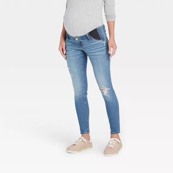 Mid-Rise Under Belly Distressed Skinny Maternity Jeans - Isabel Maternity by Ingrid & Isabel™ M... | Target