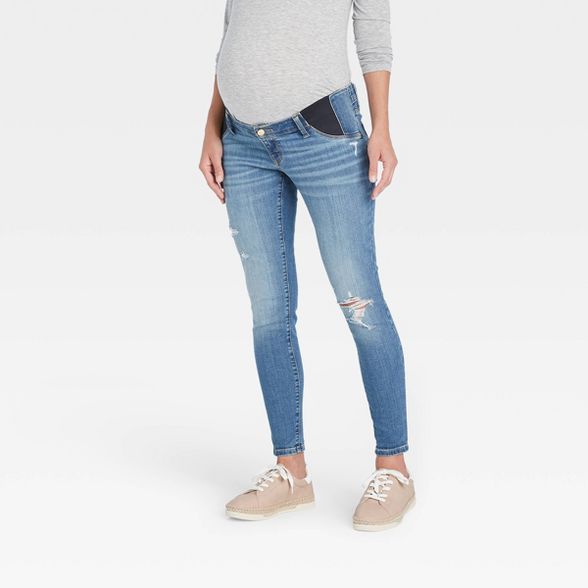 Mid-Rise Under Belly Distressed Skinny Maternity Jeans - Isabel Maternity by Ingrid & Isabel™ M... | Target