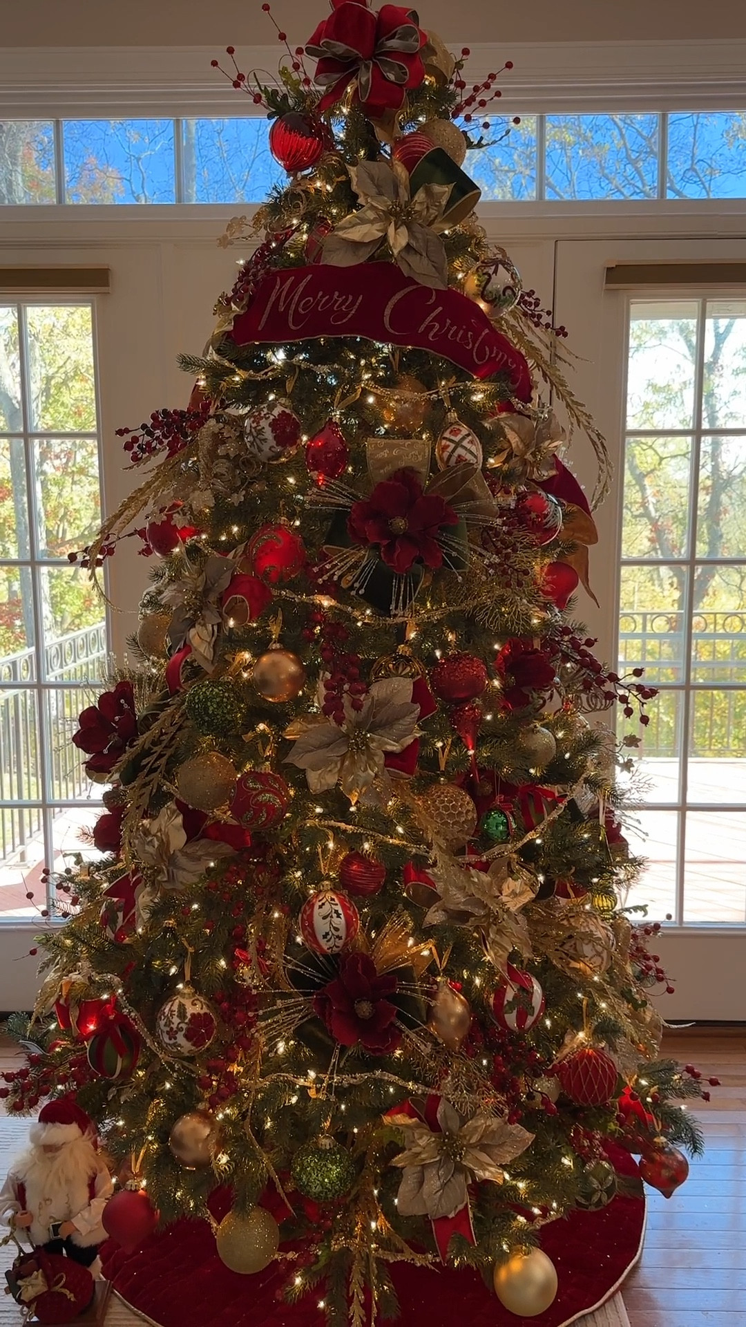 My first tree is done! Red, green, gold and white for a classic Christmas! The tree is 7.5 feet with white pre lit lights. #christmastrees #christmas2024

#LTKHoliday