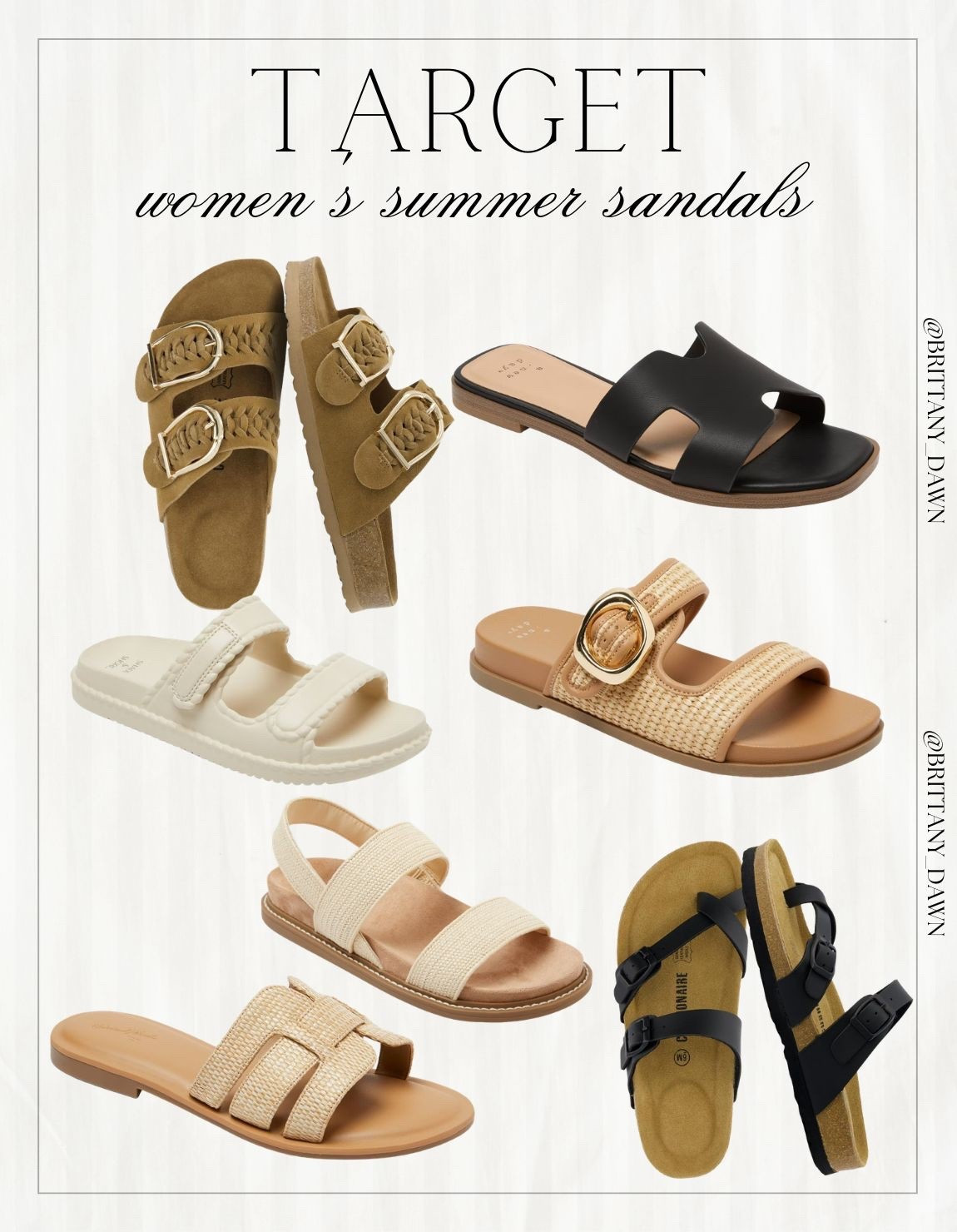 Summer is just around the corner, and I am loving these new Target sandal arrivals! Whether you prefer a classic slide or a chunky buckle, there is a pair here for every sunshine outfit. 👡

These are such great quality and so affordable. I'll be wearing these woven textures and neutral tones all season long for effortless style! ☀️

#TargetStyle #SummerSandals #TargetFinds #ShoeAddict #SummerFashion #AffordableStyle #Sandals✨

#LTKSeasonal #LTKootd