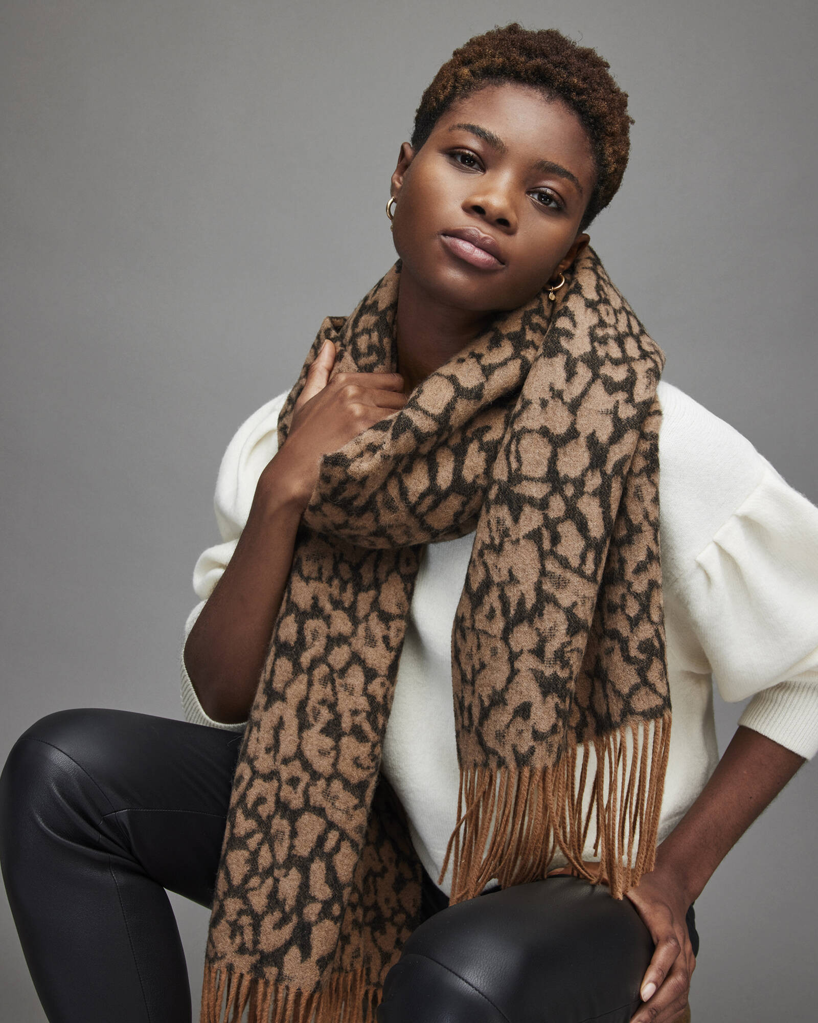 Alker Leopard Scarf | AllSaints US