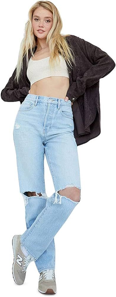 PacSun Women's Eco Light Blue Distressed Dad Jeans | Amazon (US)