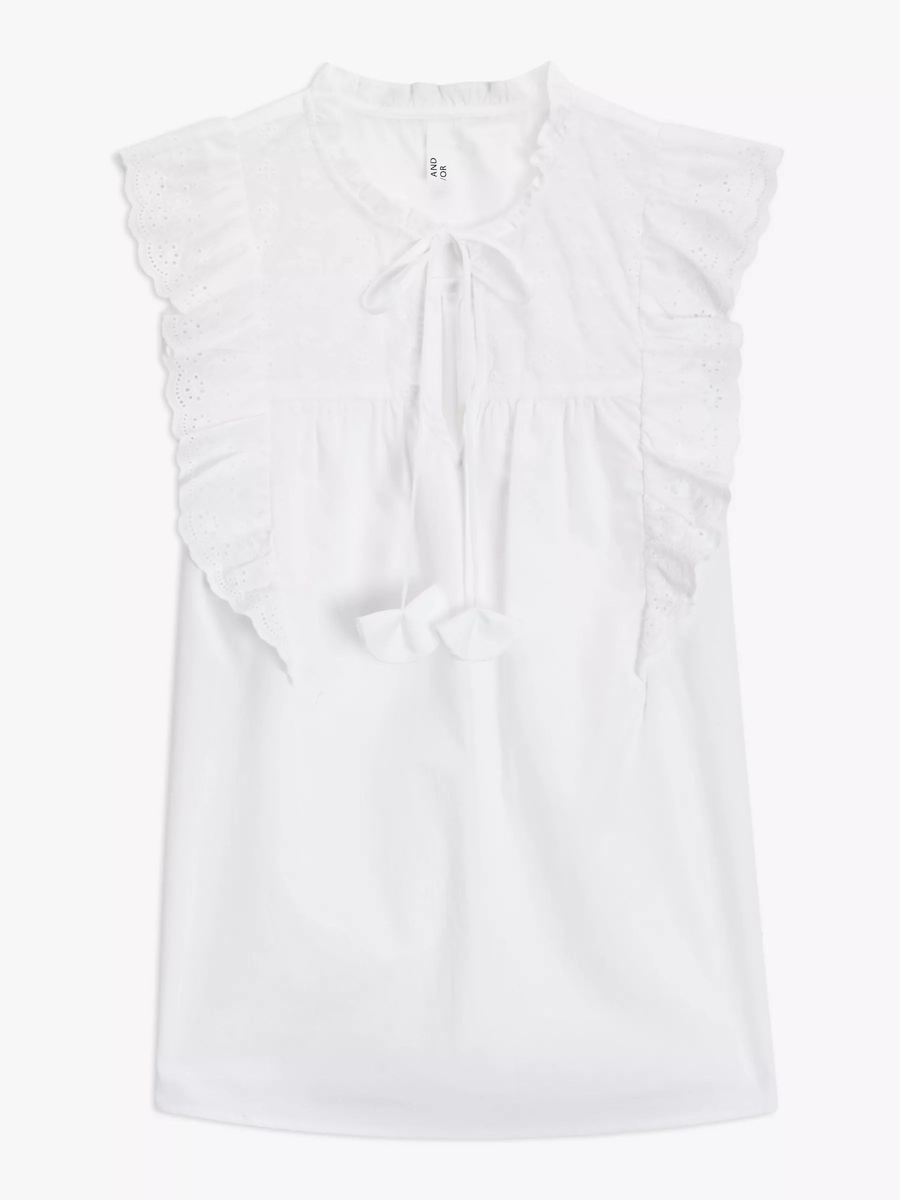 AND/OR Suri Embroidered Blouse, White | John Lewis (UK)