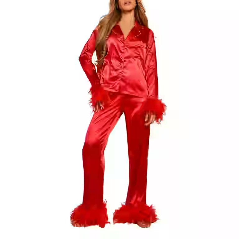 Womens 2 Piece Long Sleeve Lapel Shirt Pants Pajamas Sets Sisters Sleep | Walmart (US)