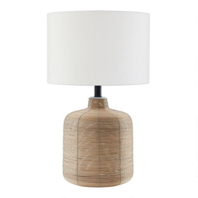 Natural Woven Rattan Sabina Table Lamp | World Market