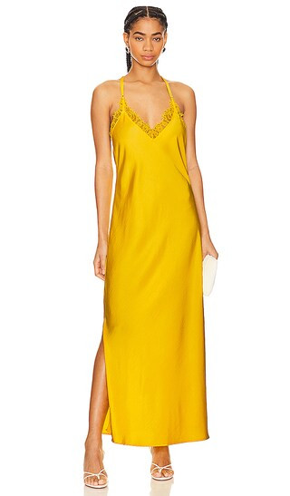Feist Lace Trim Dress in Lemon Juice | Revolve Clothing (Global)