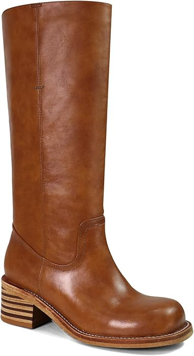 UBWDU Women's Knee High Boots Chunky Block Heel Long Boots Square Toe Low Heel Boots for Women | Amazon (US)