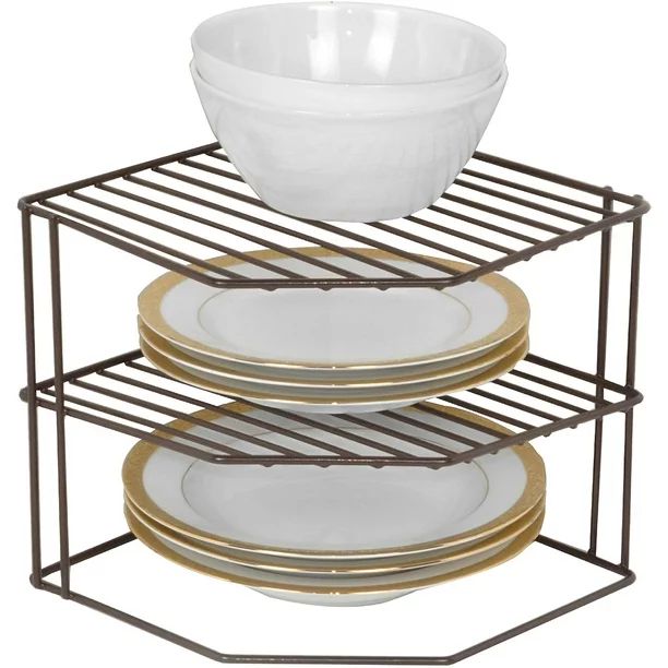 Smart Design 3-Tier Kitchen Corner Shelf Rack - Steel Metal Wire - Rust Resistant - Plates, Dishe... | Walmart (US)