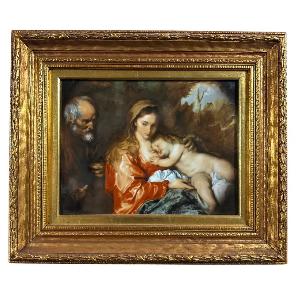 KPM porcelain plaque German ” Rest Of Holy Family During The Flight into Egypt | 1stDibs