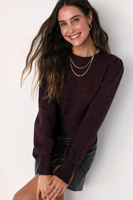Cuddle Culture Plum Purple Puff Sleeve Sweater | Lulus (US)